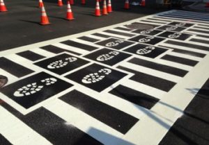 Hopscotch art will be painted on the walking path at Trailside Park.