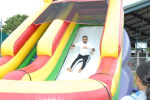 This 16-foot inflatable slide is part of the Briefcase Relay.